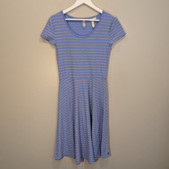 Matilda Jane Dress Exploration Knee Length Blue Stripe Coastal Chic - Size S - Picture 1 of 6